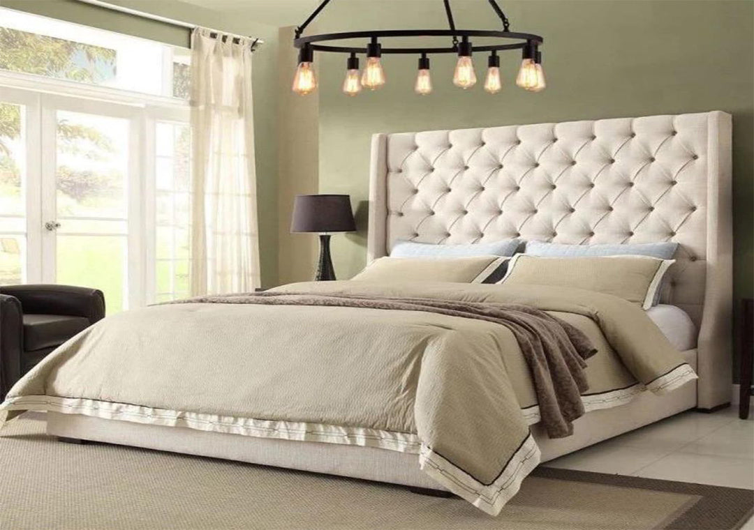 beautiful white designed Emma Wingback Bed Frame