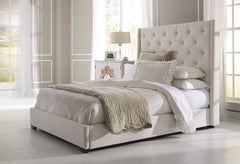 designed white style Emma Wingback Bed Frame