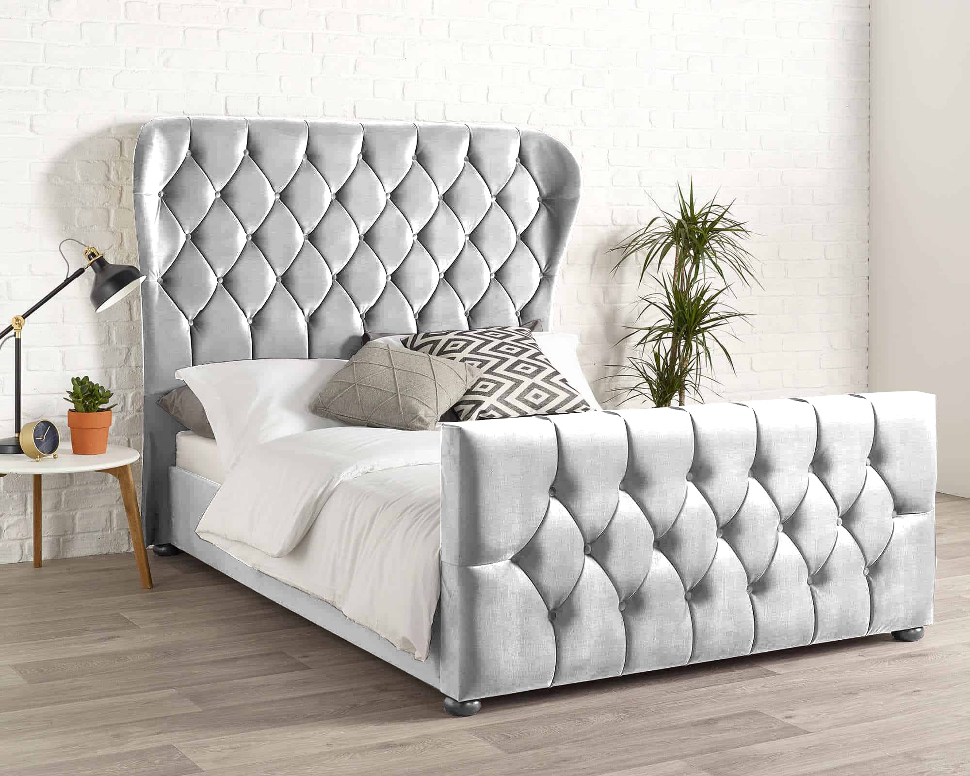 limited edition shine silver design Christina Deluxe Wingback Bed Frame