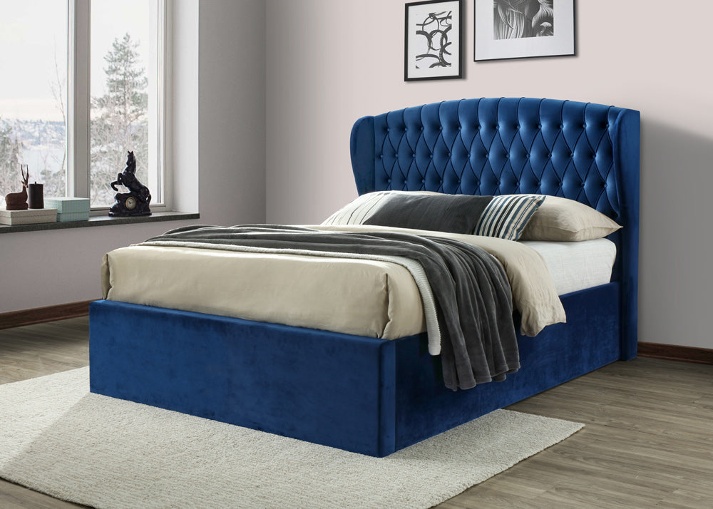 royal blue new designed Milan Grand Chesterfield Wingback Bed Frame